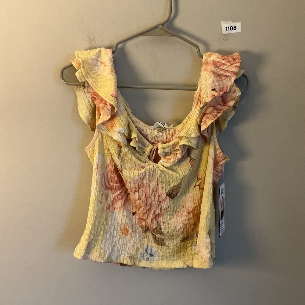 Madden NYC Off Shoulder Ruffle Top Size L NWT FLORAL